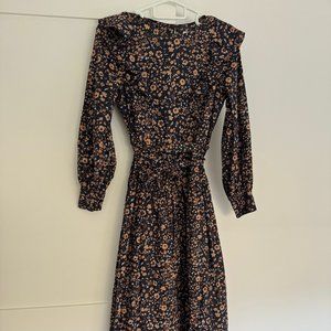 Beau Maxi Dress Navy Anemone Vine